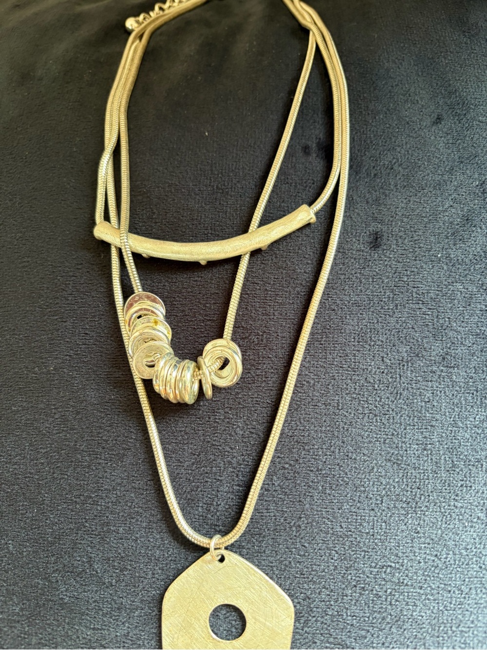 Silver Layered Pendant Necklace - Women Jewelry